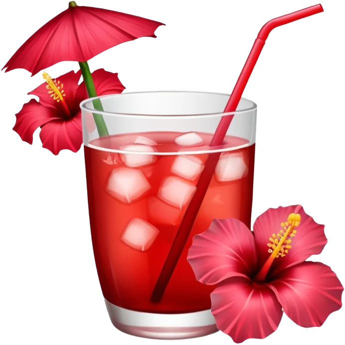 coconut drink with red flowers and summer vibe emoji