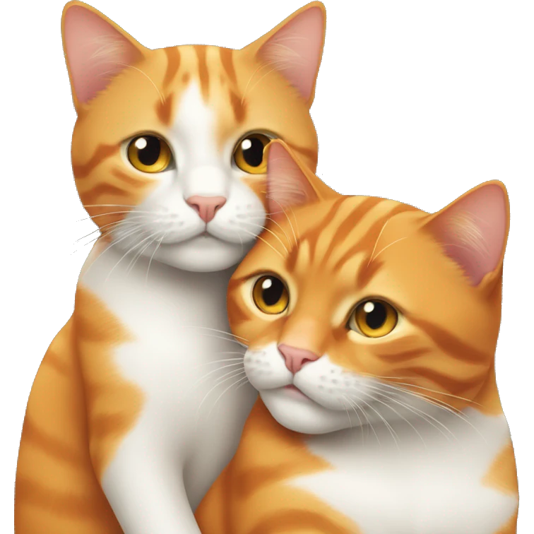 two orange cats cuddling one with no white emoji