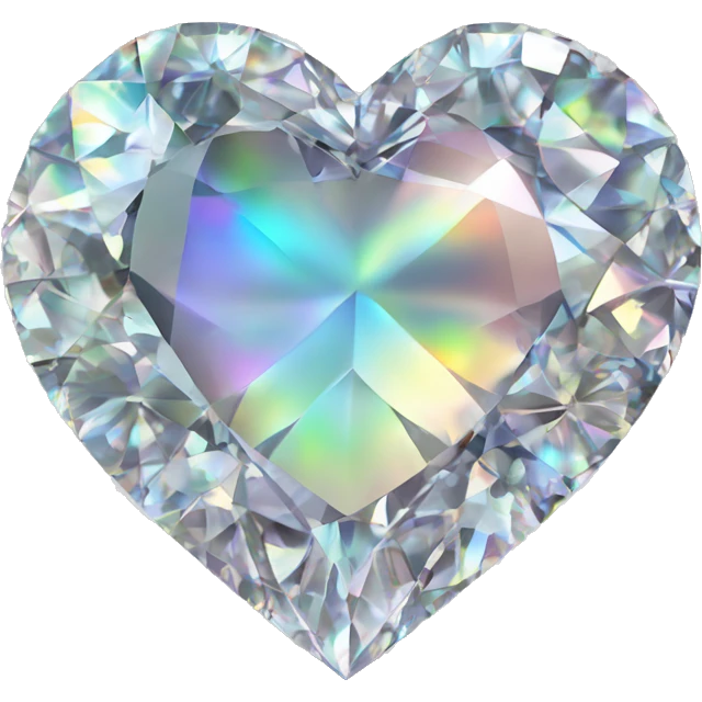 Heart shaped 56-carat iridescent diamond cluster emoji