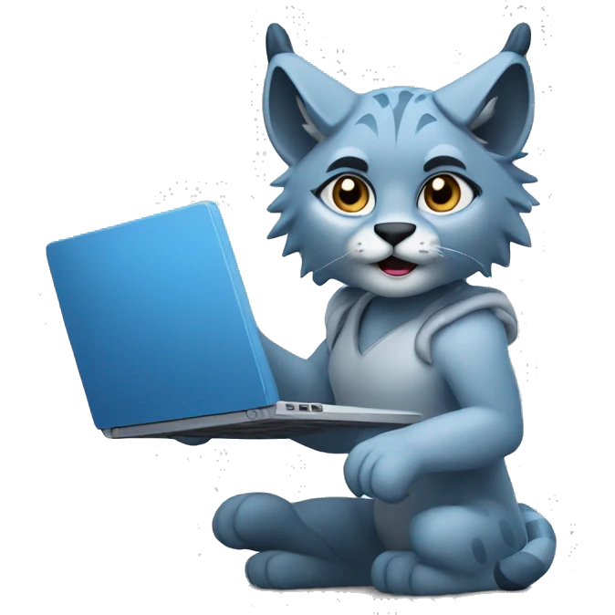 A blue lynx with a laptop emoji