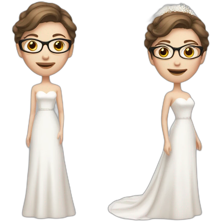 Pale skin bride with short brown hair and glasses emoji