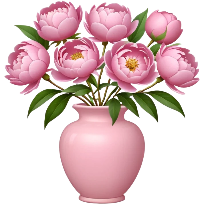 light pink peonies in a light pink vase, apple emoji style, variation 3 emoji