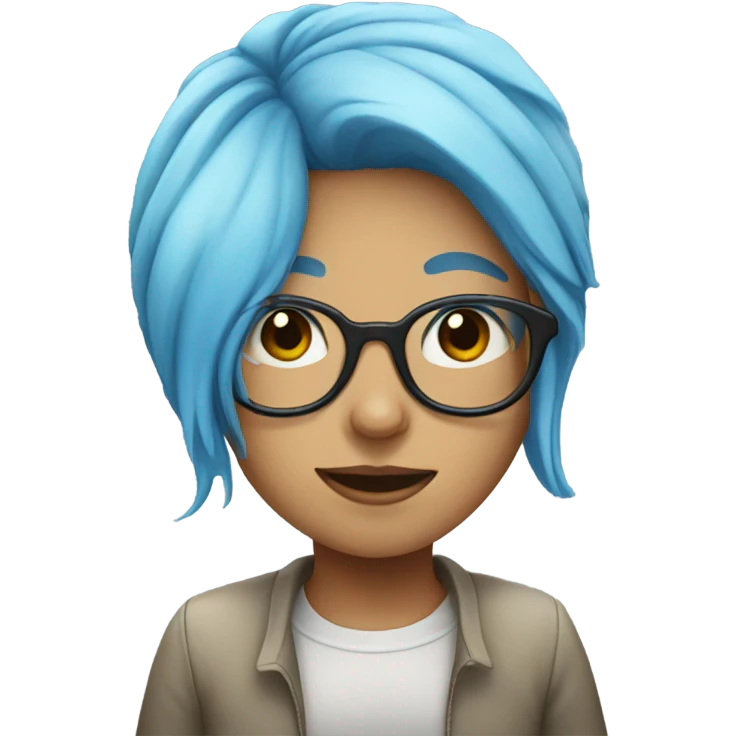 blue haired girl with glasses emoji