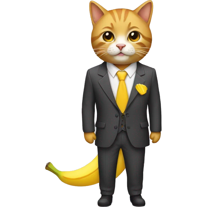 Gato, con traje de banana emoji