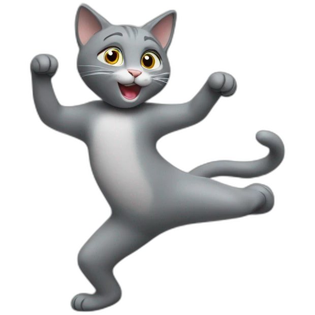 Grey cat dancing emoji