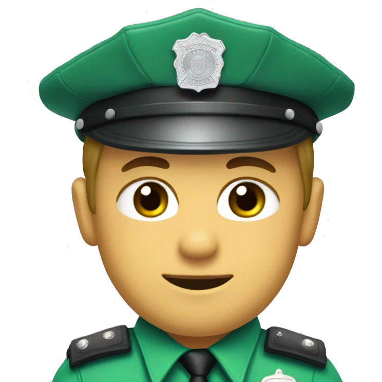 policia con uniforme verde, camisa verde agua emoji