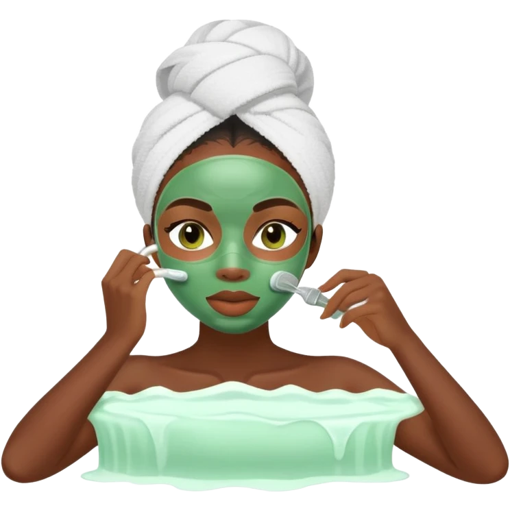 Black girl applying face mask skincare emoji