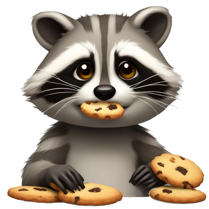 Realistic Raccoon eating a realistic cookie  emoji