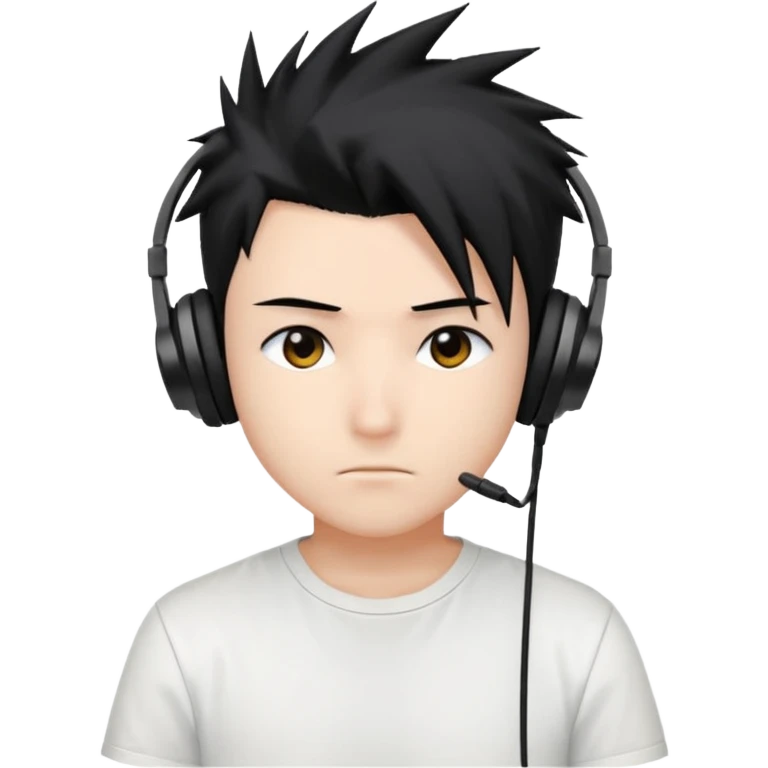 Yoh Asakura from Shaman King, spiky hair, headphones, calm expression emoji