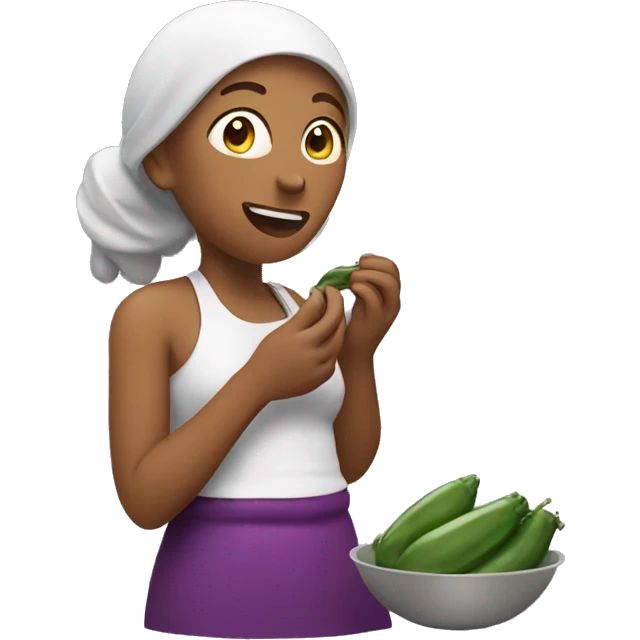 Woman eating brinjal emoji