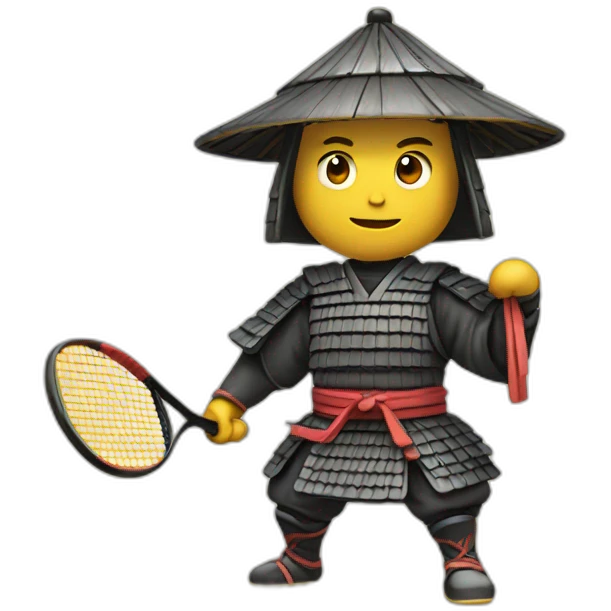 Samurai playing tennis in 1235 year emoji