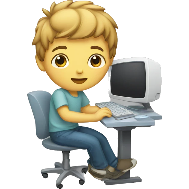 Boy with computer  emoji
