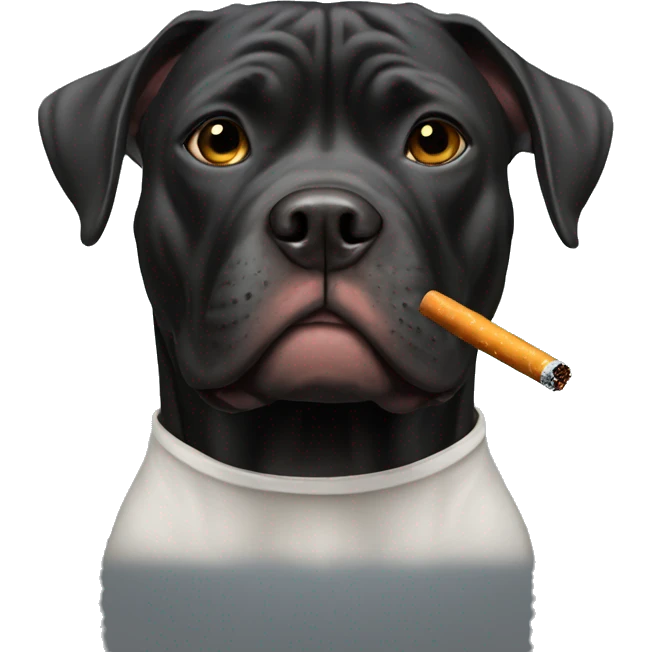 Black pitbul with a cigarette emoji