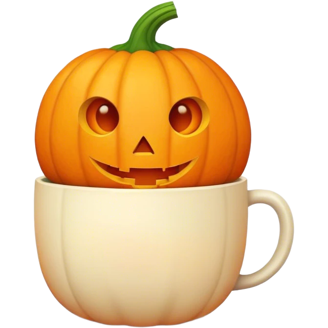 A cute pumpkin holding a cup  emoji