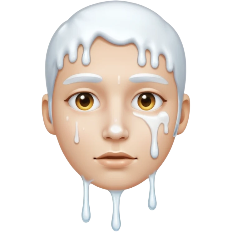White liquid dripping from face  emoji