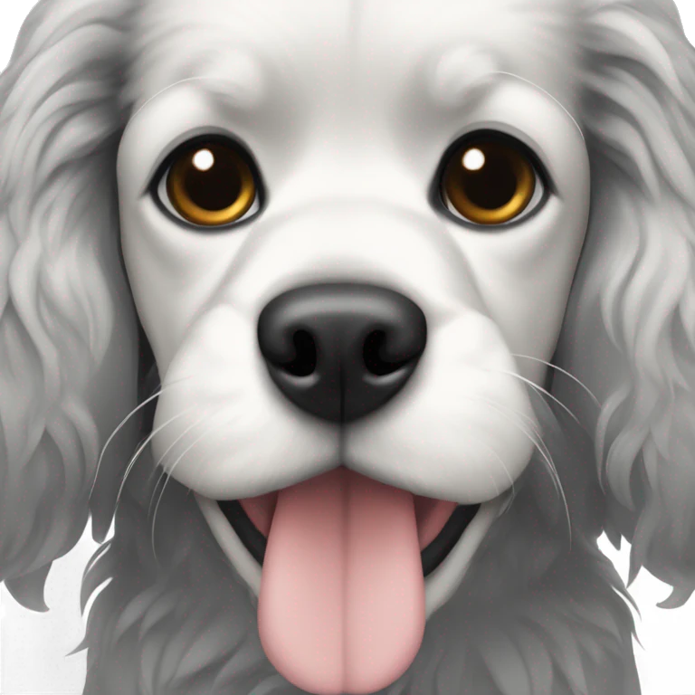 Small completely black king spaniel with black fur on his whole face and white fur on chest emoji