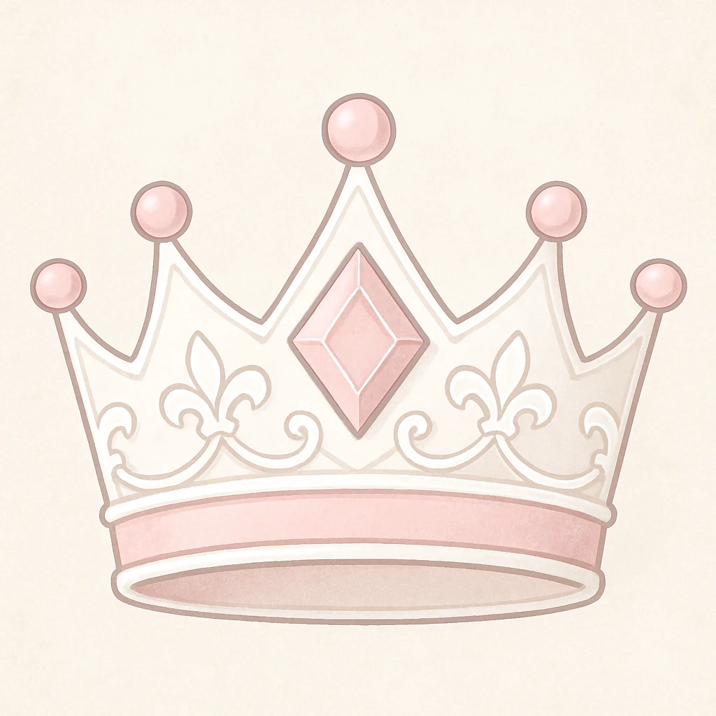 white and pastel pink crown, style 4 emoji