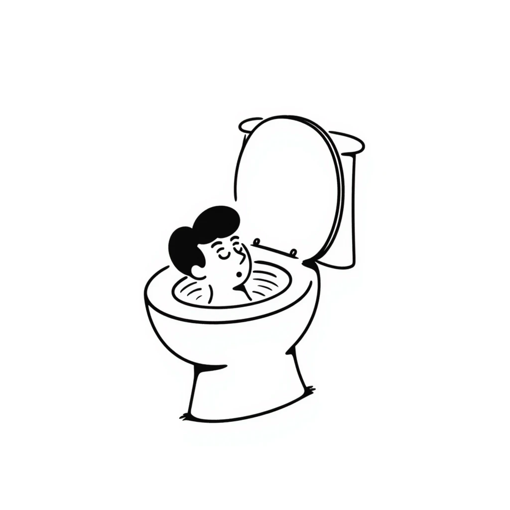Toilet with a human head sticking out from the bowl emoji