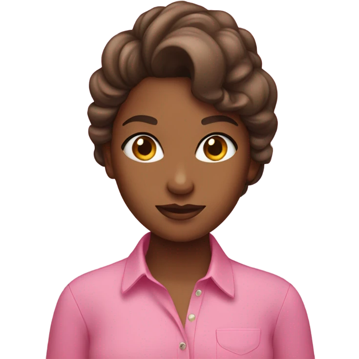 brown skin girl wit pink shirt and a hair bo emoji