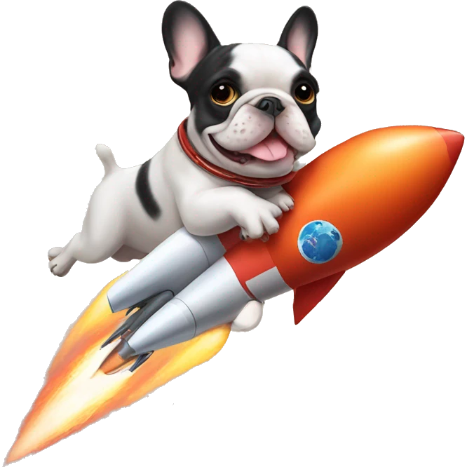 French bulldog on a rocket emoji