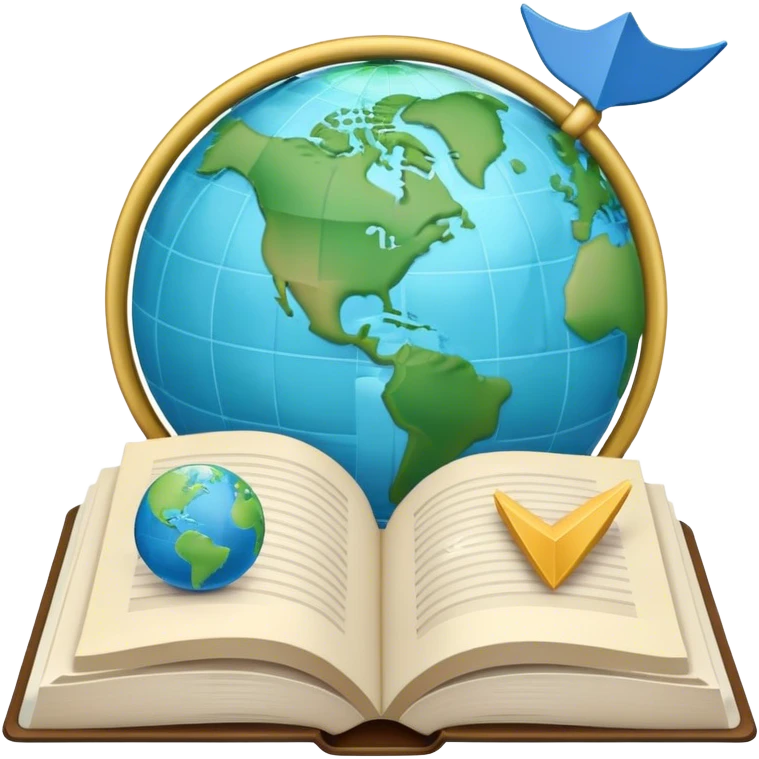 Create an emoji representing language translation. The design should feature an open book or a document with text in multiple languages (e.g., English, Spanish, Chinese), and a translation icon (such as an arrow between two languages) to symbolize the process of converting text. Include elements like a globe or a speech bubble to represent global communication. Use clear, simple lines and a color palette with blues, greens, and subtle neutral tones to convey the idea of clarity and understanding. Make the background transparent. emoji