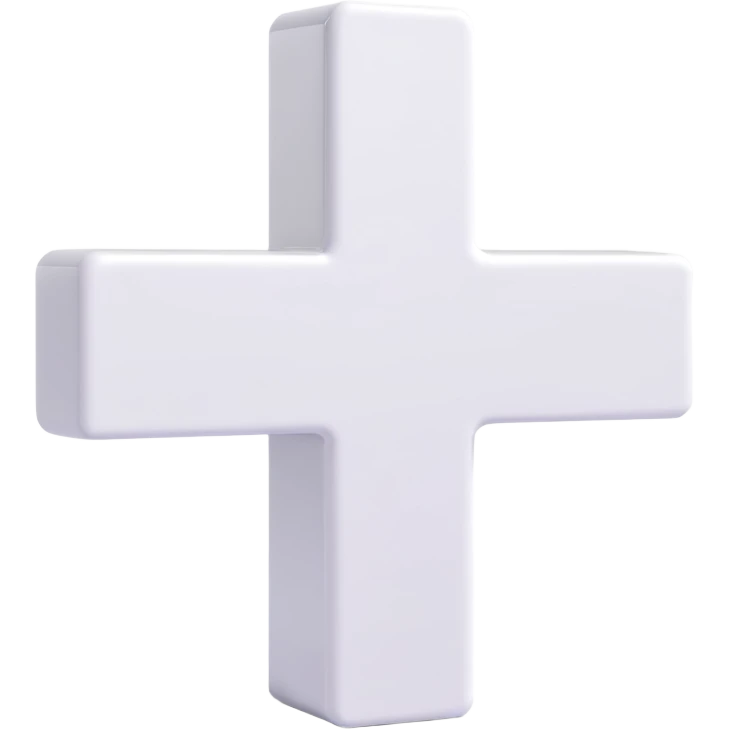white plus sign, 3D, glossy finish, Microsoft fluent emoji style emoji