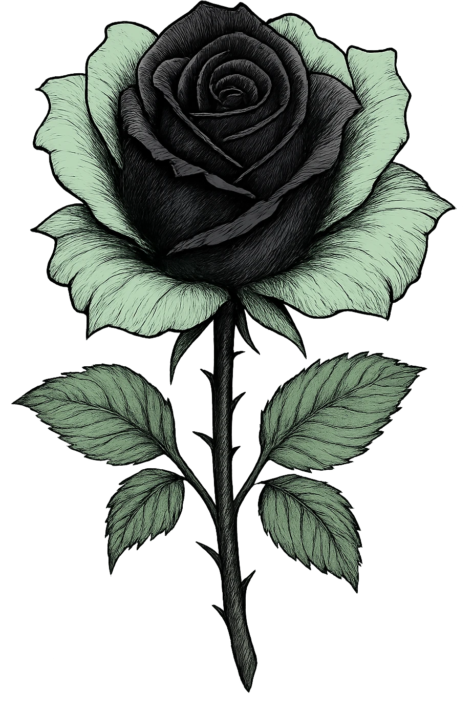 emo black rose with pastel green petals emoji