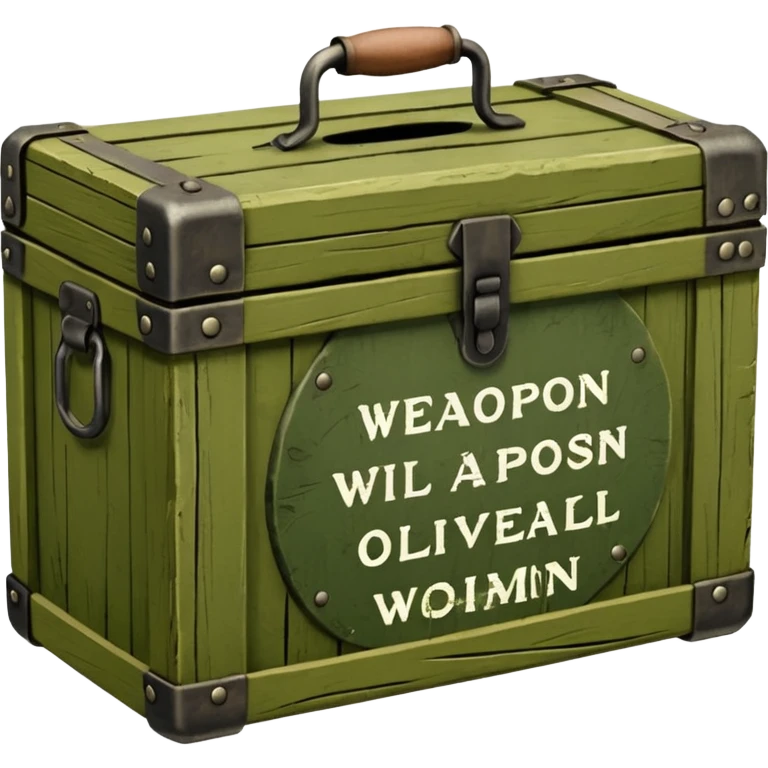 green military wooden box with with an inscription weapon emoji