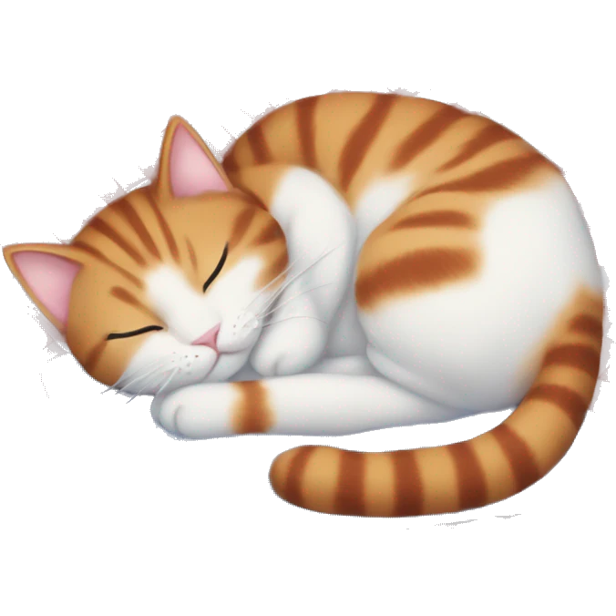 A red striped cat sleeps sweetly on a blue and white plaid emoji