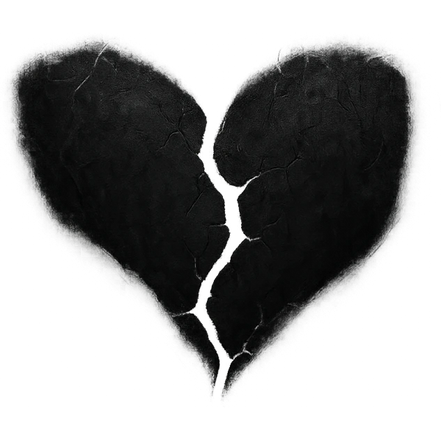 emo style black heart with a crack emoji