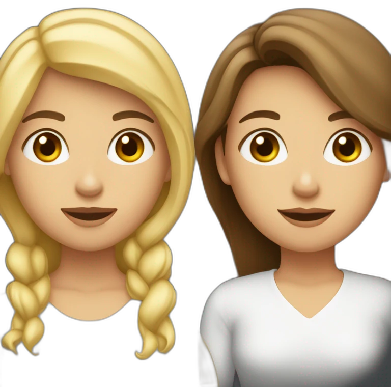 Fille blonde et fille brune avec un carré emoji