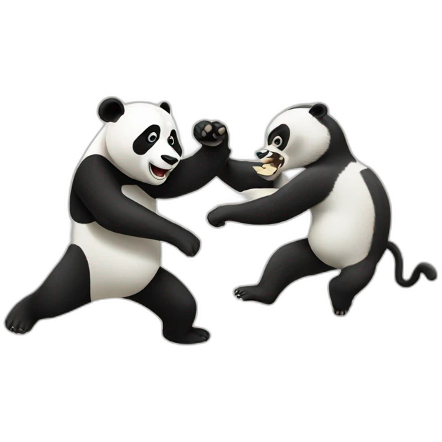 Panda and monkey fighting emoji