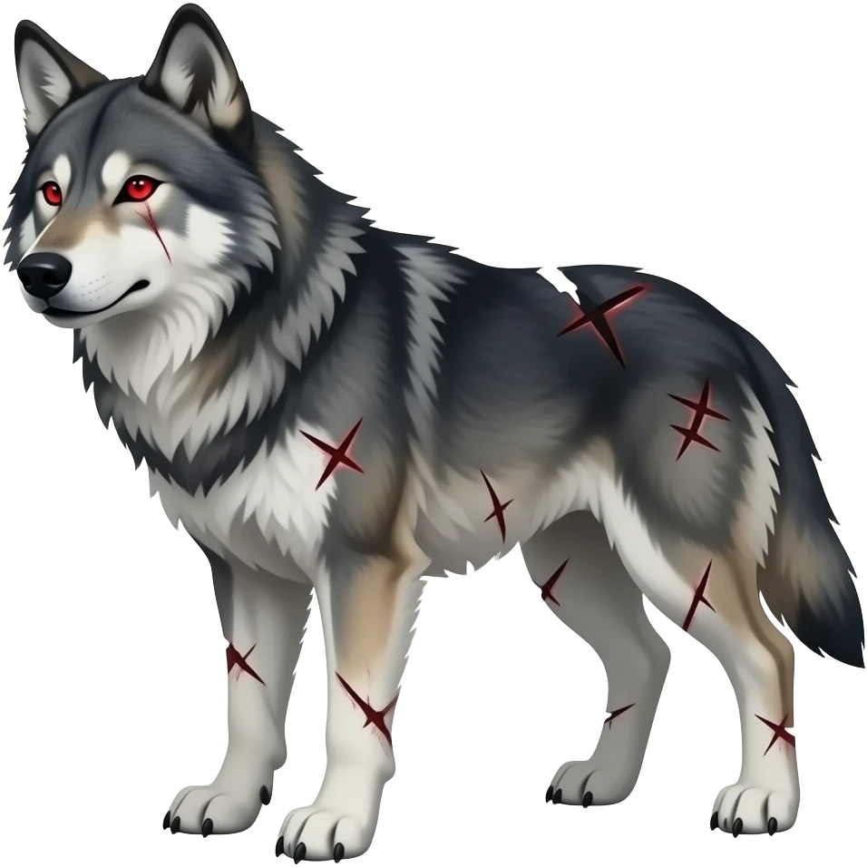 battle scarred wolf with red eyes emoji