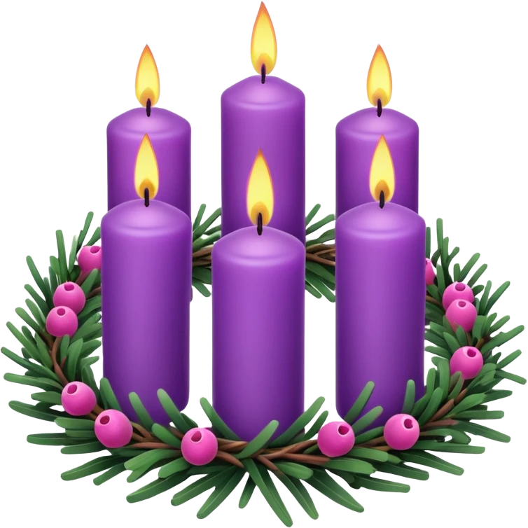 advent wreath with 3 purple candles and one pink candle emoji