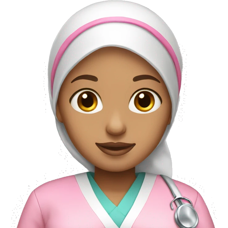 White skin Nurse with pink hijab emoji