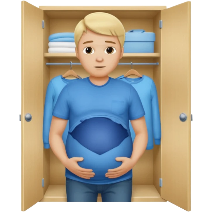 Pregnant blonde man in a closet make it a boy emoji