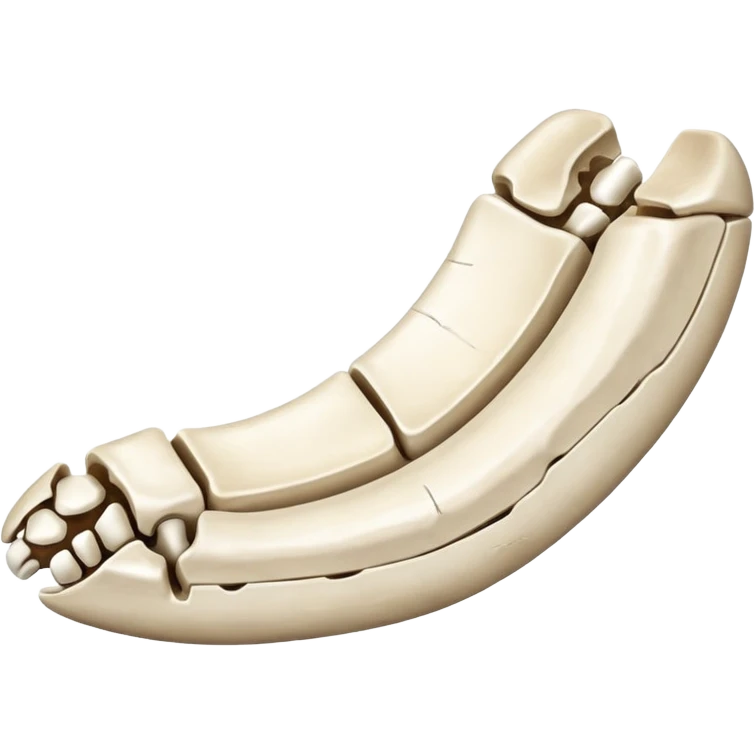 Detached jawbone lying cracked on the ground. emoji