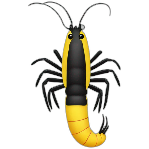 Yellow and black prawn  emoji