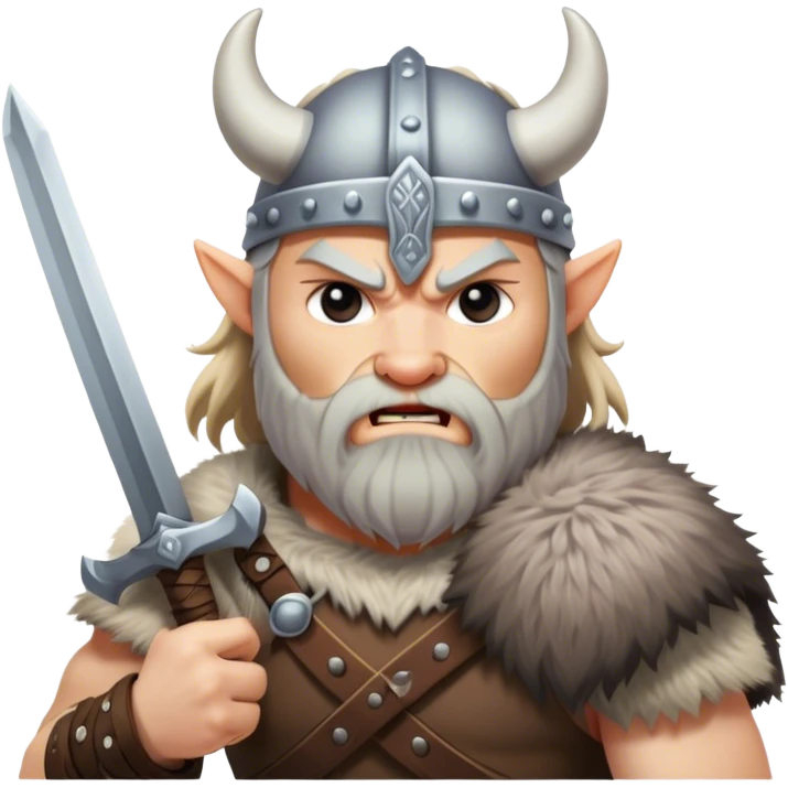 Aggressive Viking wolf with sword emoji