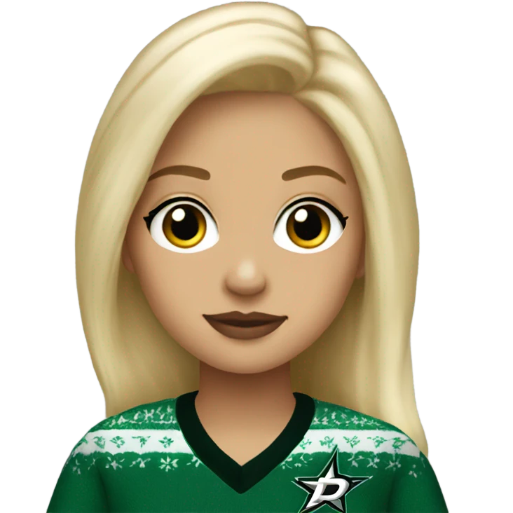 Blonde girl wearing Dallas Stars sweater emoji
