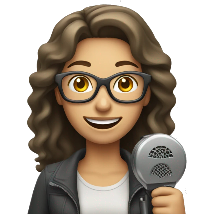 Happy woman holding a metal detector  emoji