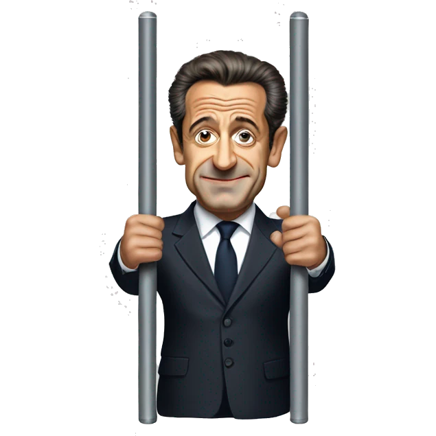 Nicolas sarkozy holding 1 vertical metal bar in each hand emoji