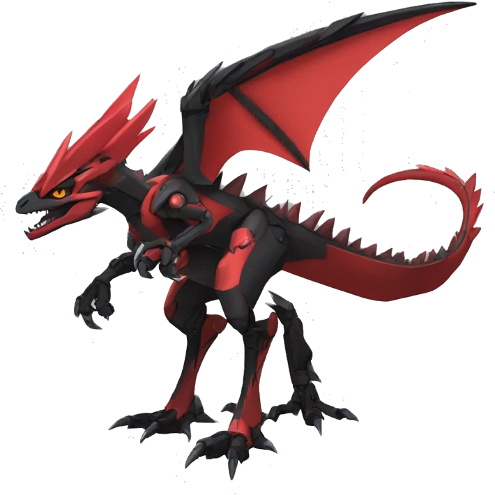  Cool Edgy Black Red Digimon-Fakemon-Guilmon-Velociraptor-Dragon-Mecha full body emoji