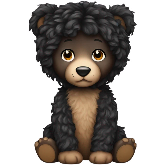 teddy bear with long curly black hair emoji