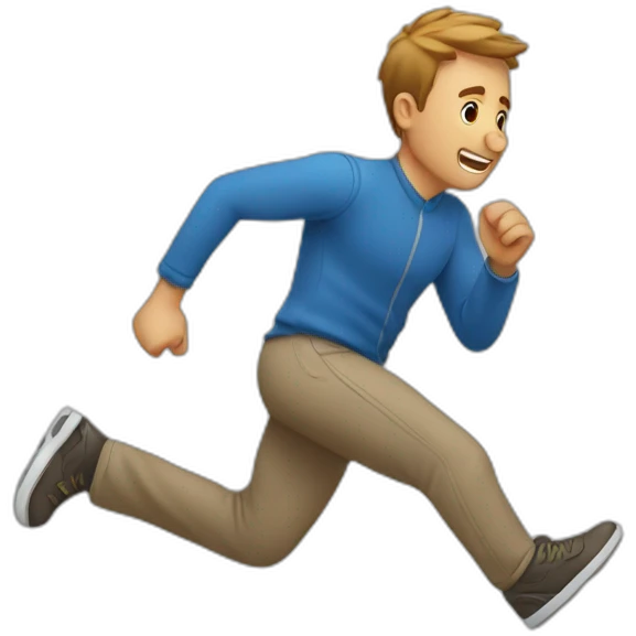 a guy running and starting to fall on the ground emoji