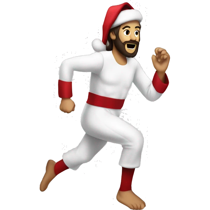 skipping sprint Jesus santa costume emoji