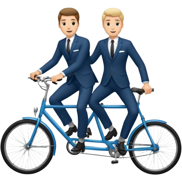 Two handsome men in suits riding a tandem bike emoji