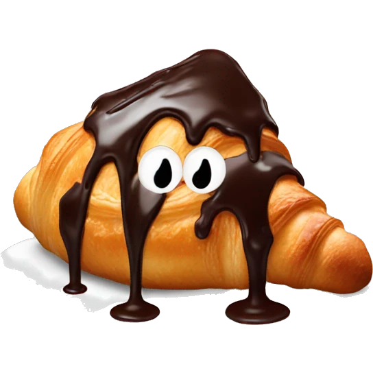 Chocolate dripping off croissant emoji