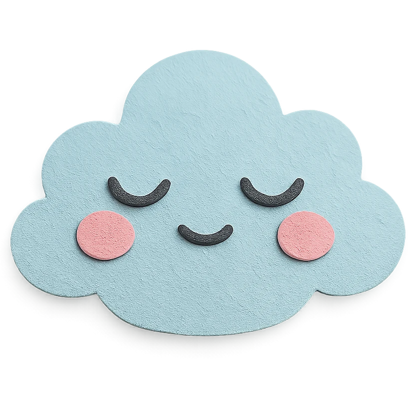 adorable pastel sleepy cloud, half-closed eyes, no arms or legs, full body, kawaii paper craft style emoji
