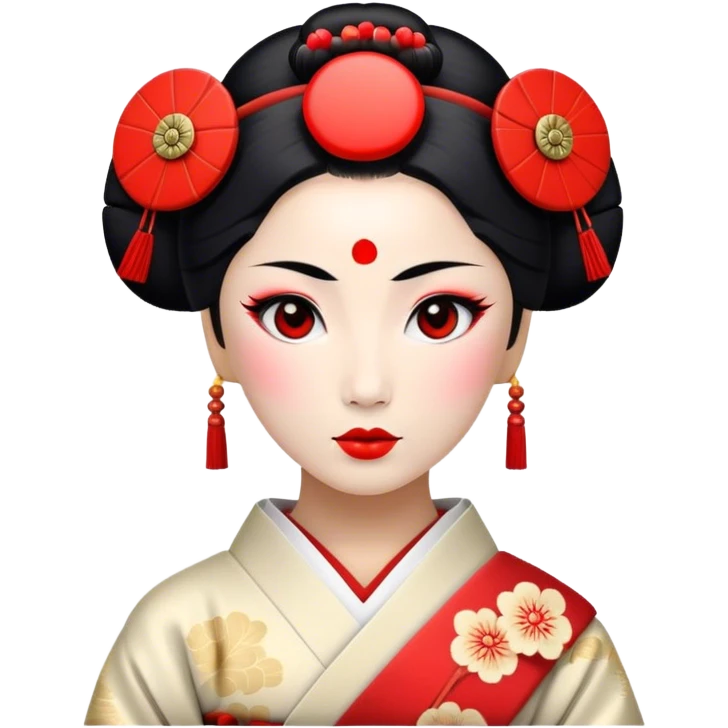 Japanese geisha with a red button on her head emoji